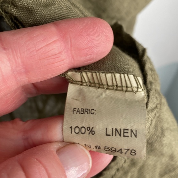 Bellambra Olive Green V-Neck 100% Linen Dress Made‎ in Italy - Size Medium - Picture 7 of 12